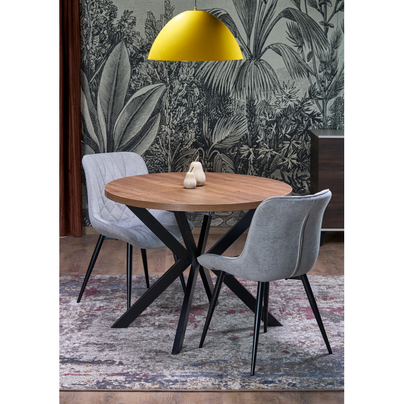 Stół okrągły rozkładany loft Peroni Halmar | 100cm | Orzech/Czarny