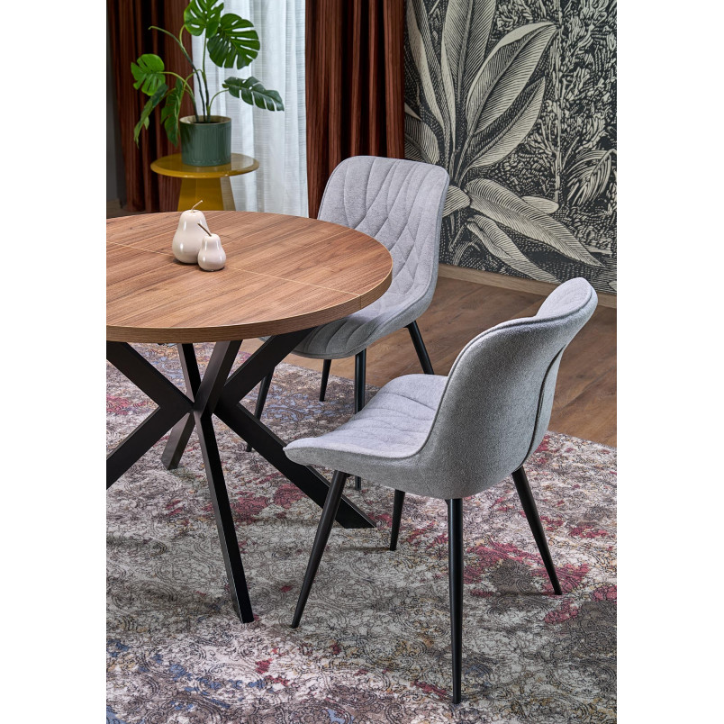 Stół okrągły rozkładany loft Peroni Halmar | 100cm | Orzech/Czarny
