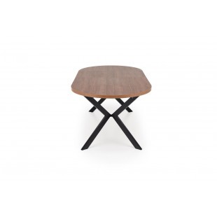 Stół okrągły rozkładany loft Peroni Halmar | 100cm | Orzech/Czarny