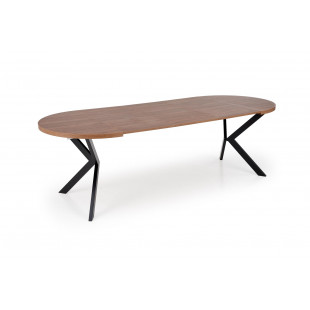 Stół okrągły rozkładany loft Peroni Halmar | 100cm | Orzech/Czarny