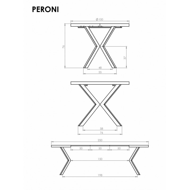 Stół okrągły rozkładany loft Peroni Halmar | 100cm | Orzech/Czarny