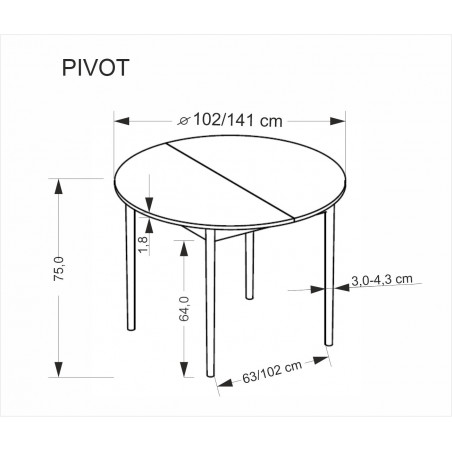 Stół okrągły rozkładany Halmar Pivot | 102-142cm | Kupi Online