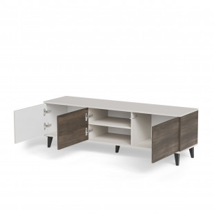 Szafka RTV Random II Halmar: 150x40cm, Kaszmir/Orzech/Czarny