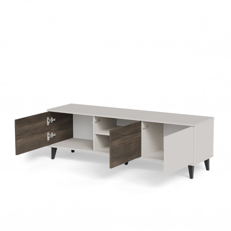 Szafka RTV Random II Halmar: 150x40cm, Kaszmir/Orzech/Czarny