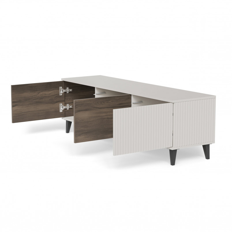 Szafka RTV Random II Halmar: 150x40cm, Kaszmir/Orzech/Czarny