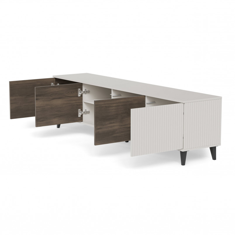 Szafka RTV Random II Halmar | 200x40cm | Kaszmir/Orzech/Czarny