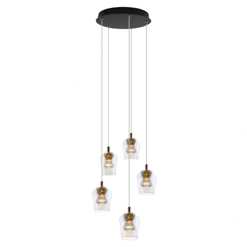 Lampa wisząca glamour Tasa - Yaskr, różowe złoto, LED
