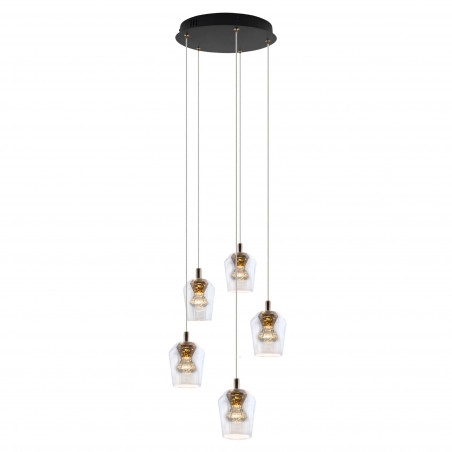 Lampa wisząca glamour Tasa - Yaskr, różowe złoto, LED
