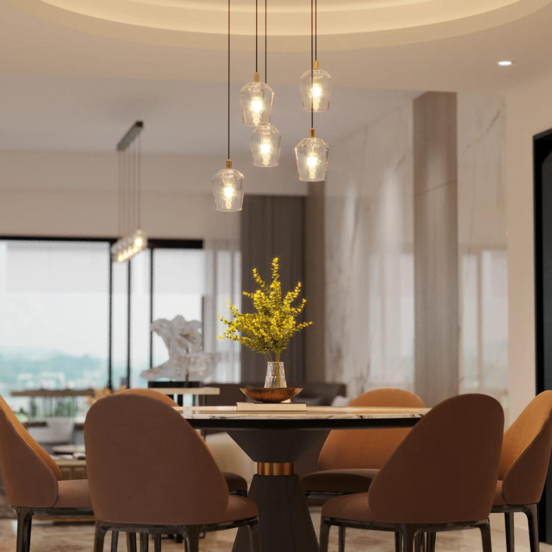 Lampa wisząca glamour Tasa - Yaskr, różowe złoto, LED