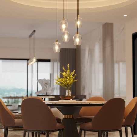 Lampa wisząca glamour Tasa - Yaskr, różowe złoto, LED