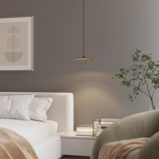 Lampa wisząca Yaskr Otos LED - Złote, Płaski Klosh, 18cm | Sklep z Lampami