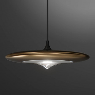 Lampa wisząca Yaskr Otos LED - Złote, Płaski Klosh, 18cm | Sklep z Lampami