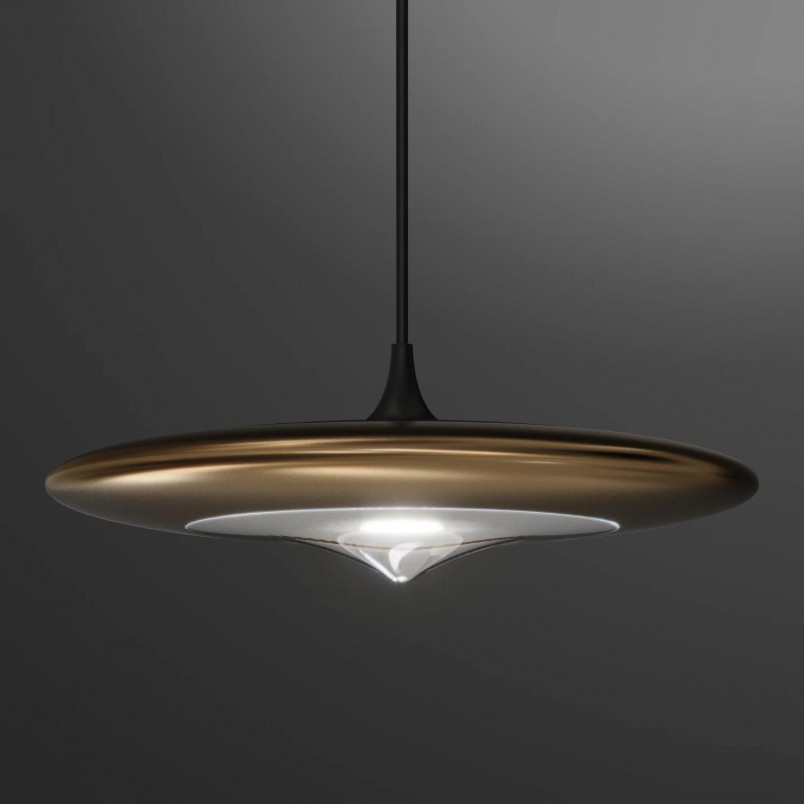 Lampa wisząca Yaskr Otos LED - Złote, Płaski Klosh, 18cm | Sklep z Lampami