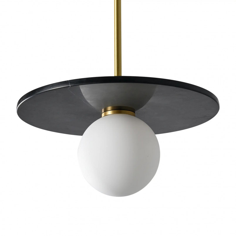 Lampa wisząca Yaskr Bilo: Kula z marmurem, styl Art Deco