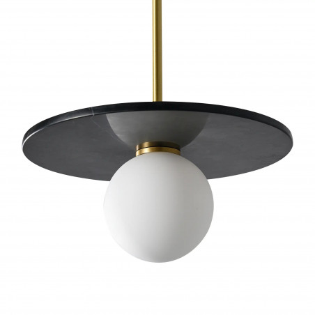 Lampa wisząca Yaskr Bilo: Kula z marmurem, styl Art Deco