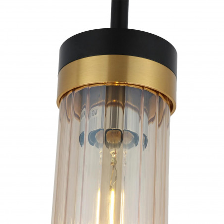 Lampa wisząca Yaskr Malika - Szklana tuba ryflowana, bursztynowa