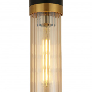 Lampa wisząca Yaskr Malika - Szklana tuba ryflowana, bursztynowa