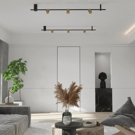 Reflektor sufitowy 3-punktowy Slide LED Yaskr | 150cm, Czarny/Mosiądz