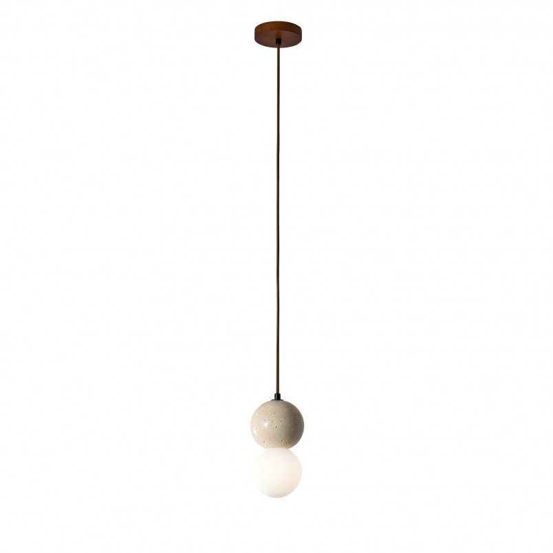 Lampa wisząca Bilo Yaskr | Szklana kula, trawertyn, styl glamour