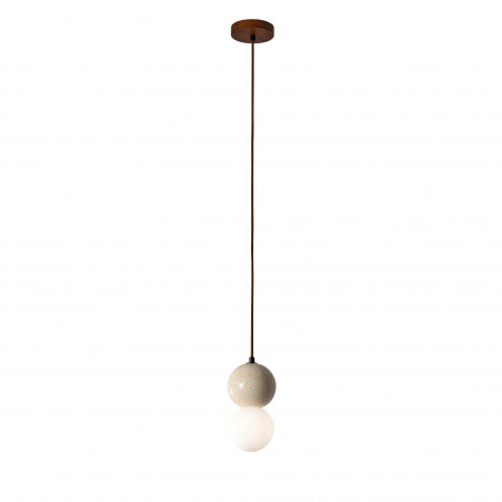 Lampa wisząca Bilo Yaskr | Szklana kula, trawertyn, styl glamour