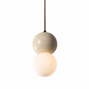 Lampa wisząca Bilo Yaskr | Szklana kula, trawertyn, styl glamour