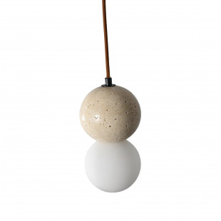 Lampa wisząca Bilo Yaskr | Szklana kula, trawertyn, styl glamour