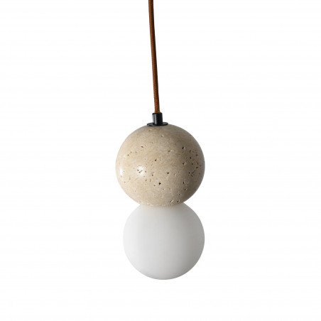 Lampa wisząca Bilo Yaskr | Szklana kula, trawertyn, styl glamour