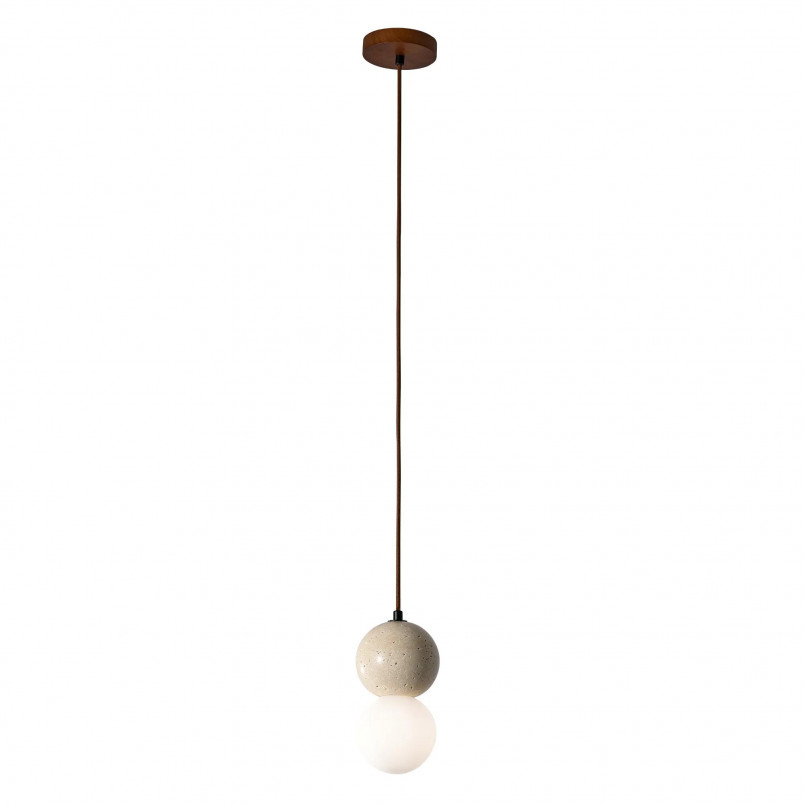 Lampa wisząca Bilo Yaskr | Szklana kula, trawertyn, styl glamour
