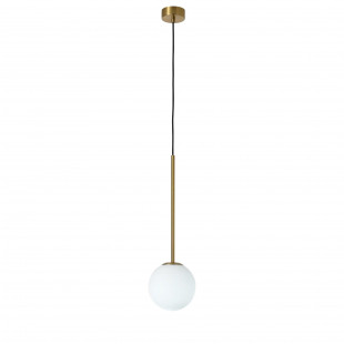 Lampa wisząca Bolti - szklana kula, biały/złoty mosiądz | Yaskr