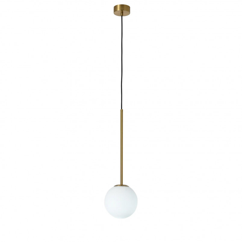Lampa wisząca Bolti - szklana kula, biały/złoty mosiądz | Yaskr