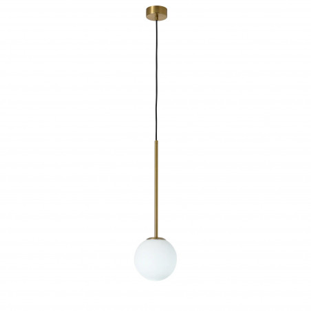 Lampa wisząca Bolti - szklana kula, biały/złoty mosiądz | Yaskr