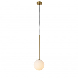 Lampa wisząca Bolti - szklana kula, biały/złoty mosiądz | Yaskr