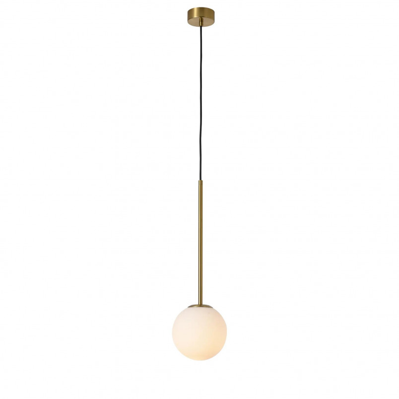 Lampa wisząca Bolti - szklana kula, biały/złoty mosiądz | Yaskr