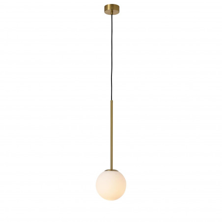 Lampa wisząca Bolti - szklana kula, biały/złoty mosiądz | Yaskr