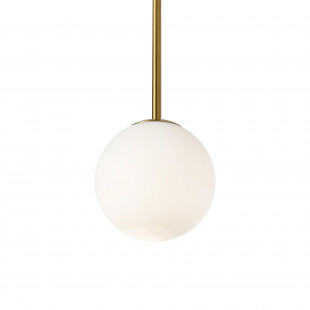 Lampa wisząca Bolti - szklana kula, biały/złoty mosiądz | Yaskr