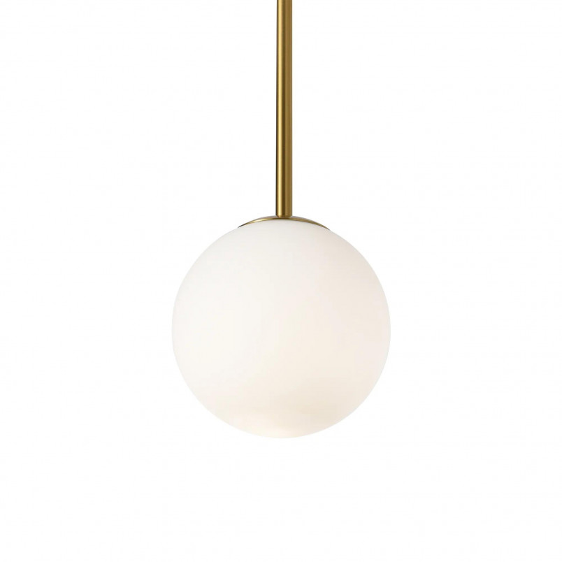 Lampa wisząca Bolti - szklana kula, biały/złoty mosiądz | Yaskr