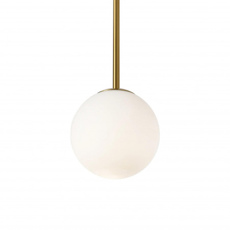 Lampa wisząca Bolti - szklana kula, biały/złoty mosiądz | Yaskr