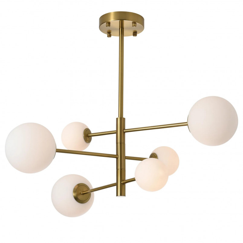 Lampa Bolti Yaskr | 6 szklanych kul, biały/złoty - Odkryj elegancję!