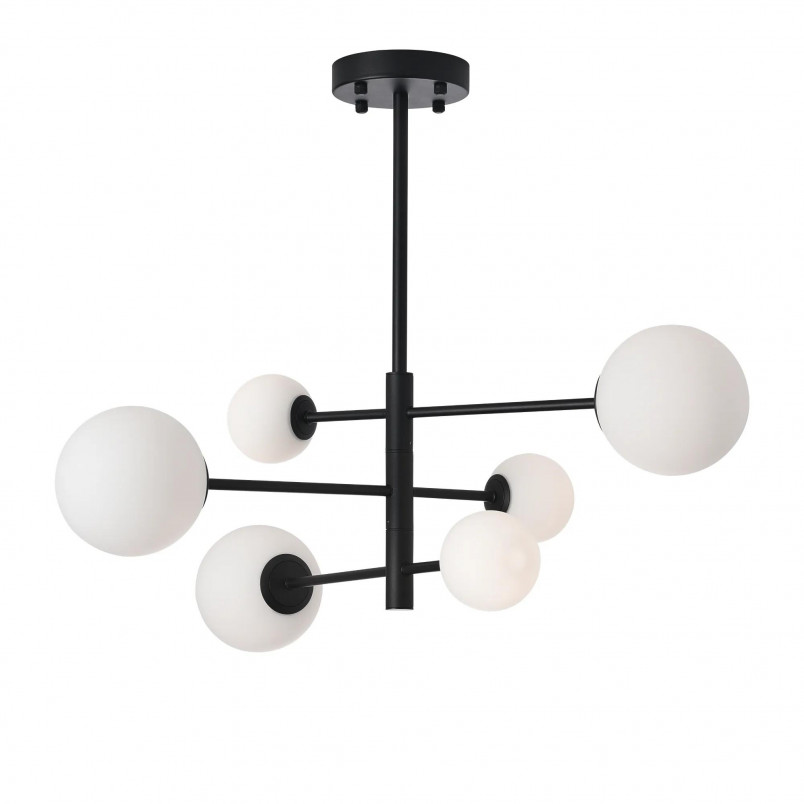 Lampa Bolti Yaskr: 6 szklanych kul, biały/czarny | Sklep z lampami