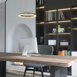 Lampa wisząca Aurum LED 60cm złota Yaskr - Oświetlenie Glamour