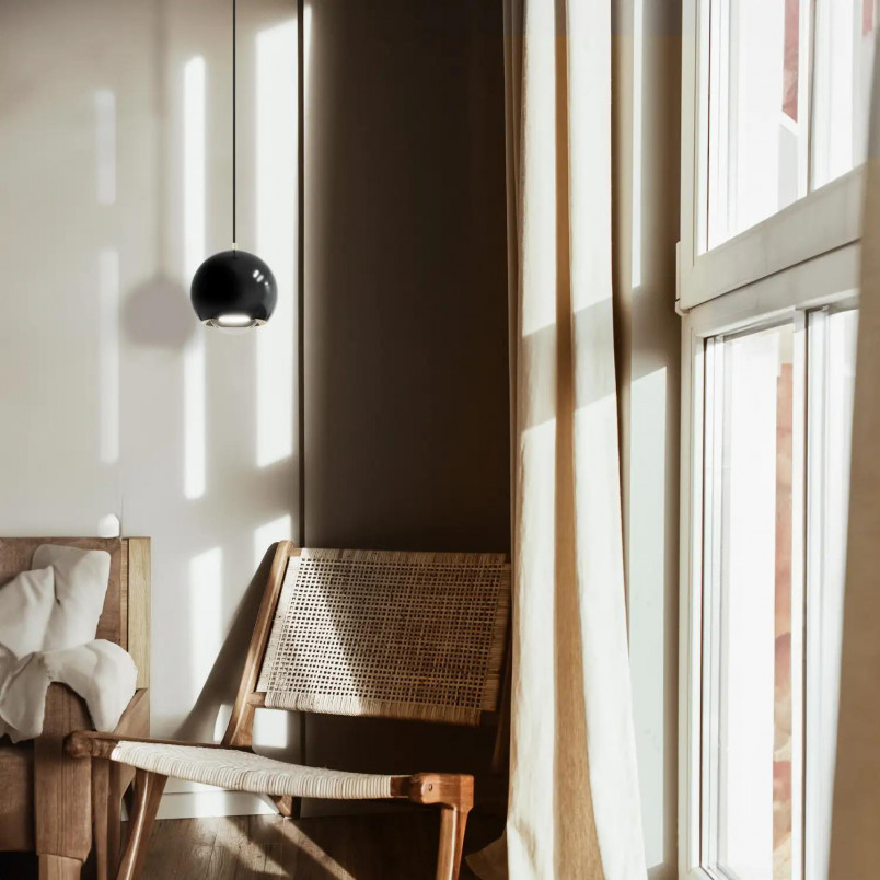 Lampa wisząca Yaskr Aurenia LED | Czarna, Kula, Nowoczesna