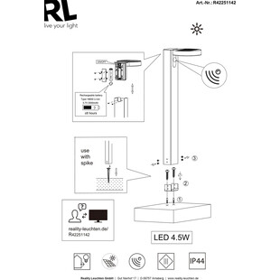 Słupek solarny ogrodowy Trio Posadas LED 60cm - Antracyt