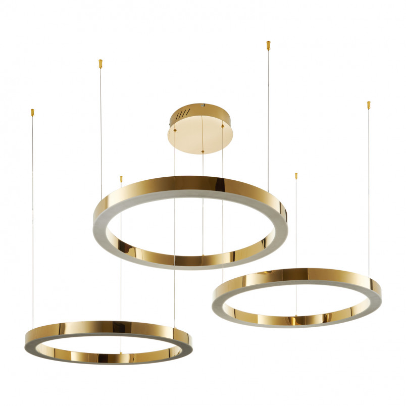 Lampa wisząca Circle LED 3 ringi złota | Step Into Design