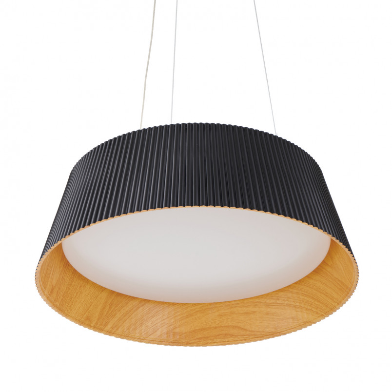 Lampa wisząca Frill LED - czarna, drewno | Step Into Design