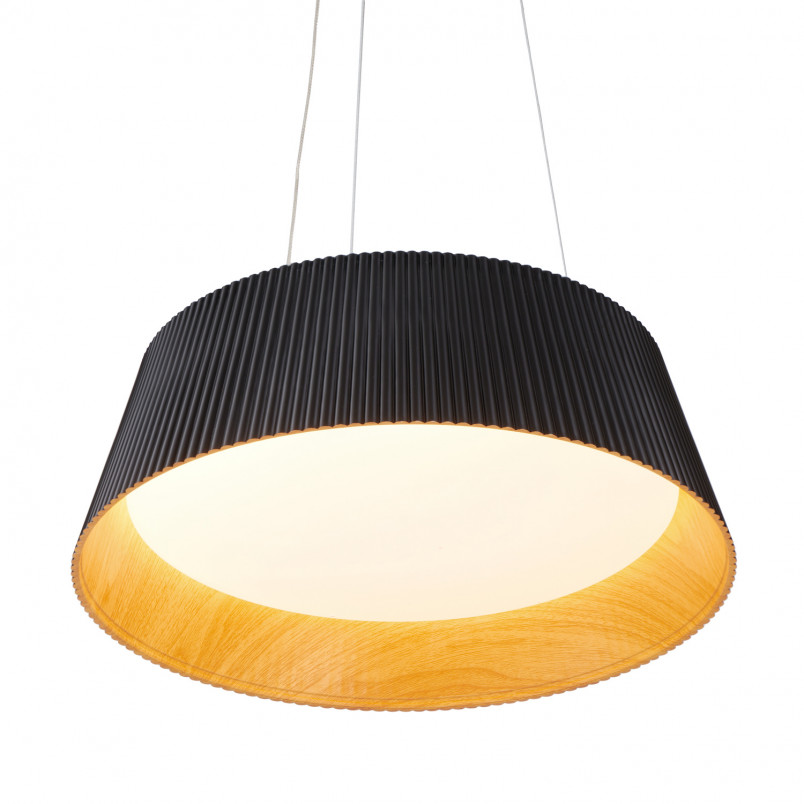 Lampa wisząca Frill LED - czarna, drewno | Step Into Design