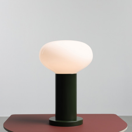 Lampa stołowa Flo Moss Aldex | Szkło, Japandi, Zielona/Biała