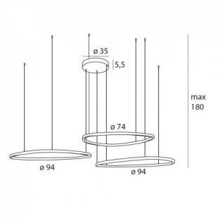 Lampa wisząca Cayenne LED – 3 ringi, miedź/różowe złoto | MaxLight