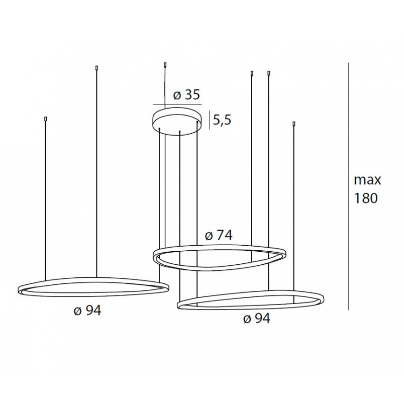 Lampa wisząca Cayenne LED – 3 ringi, miedź/różowe złoto | MaxLight