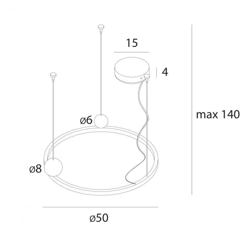 Lampa wisząca Solaris LED - czarna, metalowa, ring 50cm | MaxLight