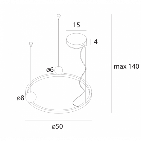 Lampa wisząca Solaris LED - czarna, metalowa, ring 50cm | MaxLight